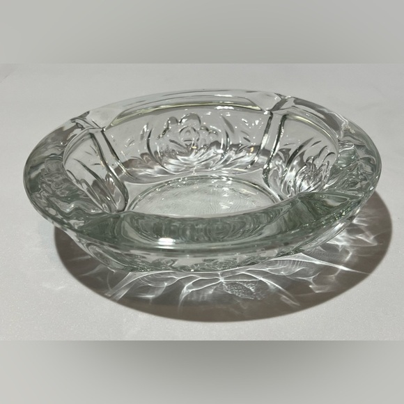 Vintage Glass Ashtray KIG Indonesia Pressed Etched Glass Rose Pattern Lot of 2 - Picture 13 of 14